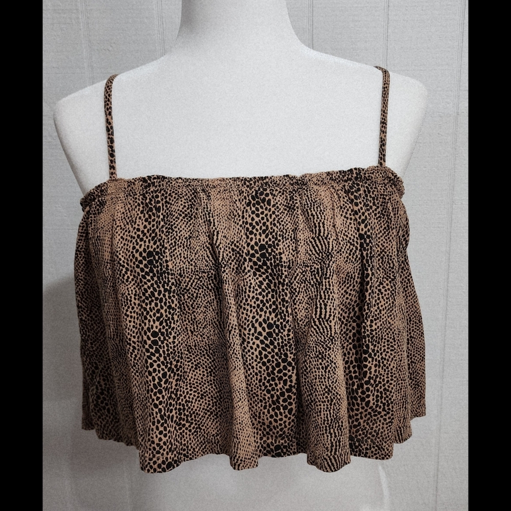 Volcom Animal Print Cami Crop Top Size Medium (8) Stretch Adjustable Straps